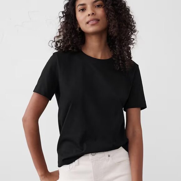 NWT Banana Republic Factory Premium Cotton Relaxed Perfect T-Shirt Black Size S - Picture 9 of 11